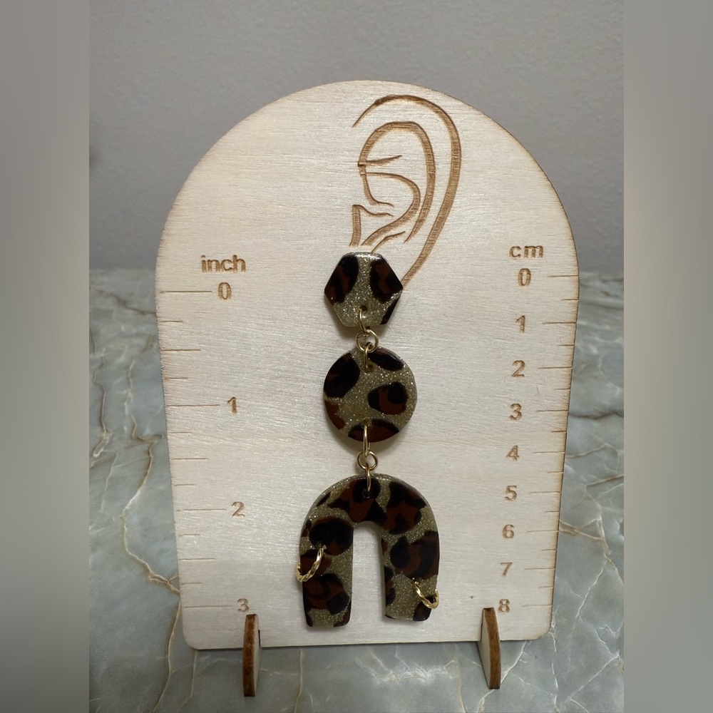 Handmade Leopard Print Arch Earrings